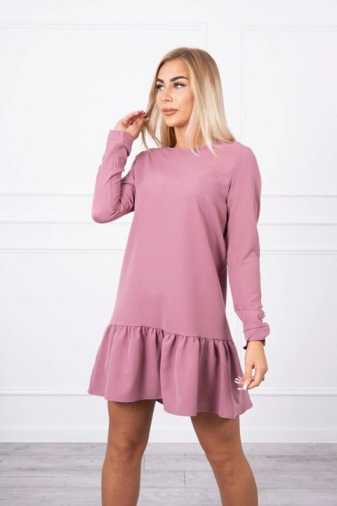 Sukienka z falbaną ciemny róż