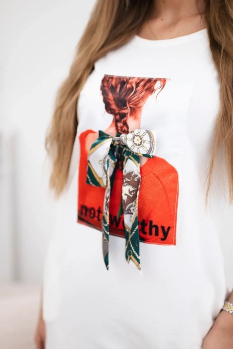 Sukienka z grafiką 3D Noteworthy ecru