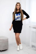Sukienka z grafiką 3D z cyrkoniami czarna