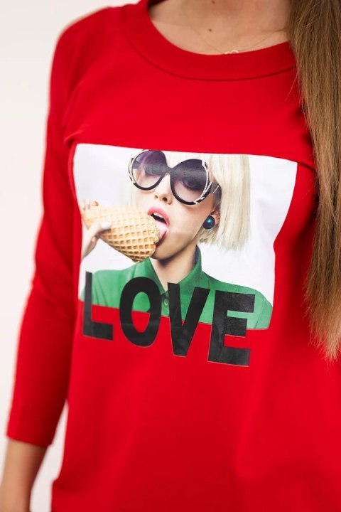 Sukienka z nadrukiem Love czerwona