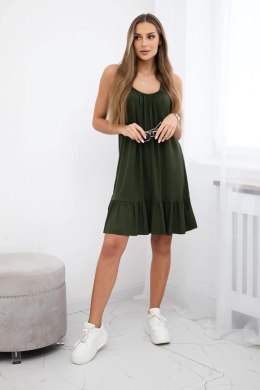 Sukienka na cienkich ramiączkach khaki