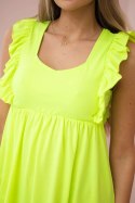 Sukienka z falbankami po bokach żółty neon