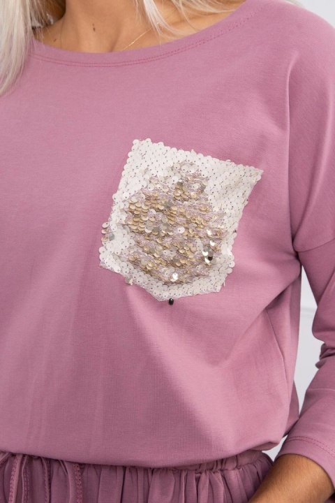 Sukienka z cekinową kieszonką ciemny różowy