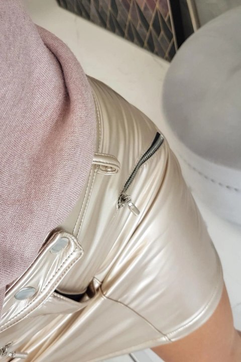 Spódniczka z ozdobnymi suwakami beżowa