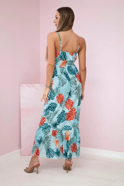 Sukienka z motywem liści miętowa