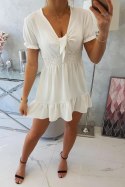 Sukienka z wiązanym dekoltem V ecru