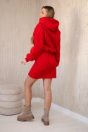 Sukienka ocieplana z kopertowym dołem czerwona