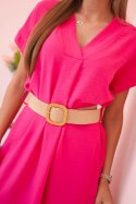 Sukienka z ozdobnym paskiem różowa