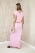 Sukienka z wiskozy z kieszeniami jasno różowa