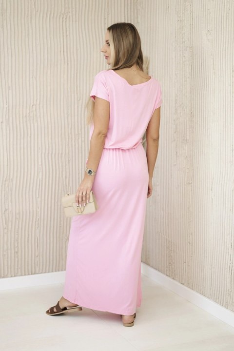 Sukienka z wiskozy z kieszeniami jasno różowa