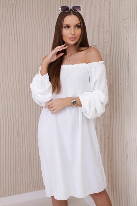 Sukienka hiszpanka z ozdobnym rękawem ecru