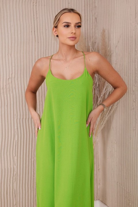 Sukienka długa na ramiączka jasno zielona