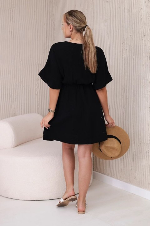 Sukienka muślinowa taliowana czarna