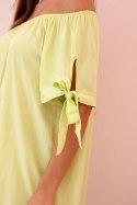 Sukienka damska z wiskozy z wiązaniem na rękawach pistacjowa