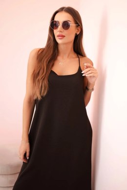 Sukienka długa na ramiączka brązowa