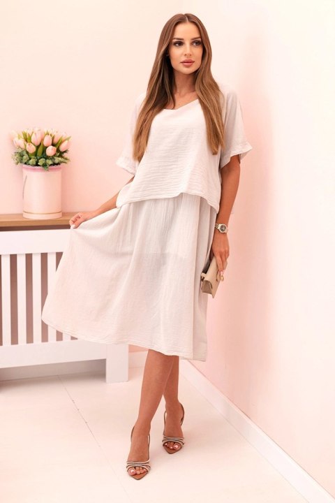Sukienka damska bawełniana o luźnym fasonie beżowa