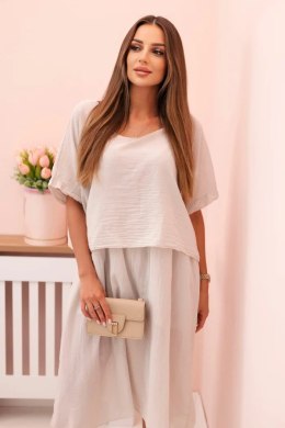 Sukienka damska bawełniana o luźnym fasonie beżowa