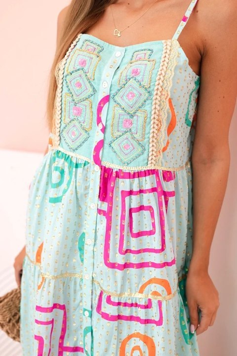 Sukienka damska bawełniana z kolorowym wzorem niebieska