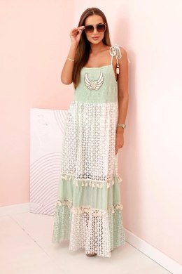 Sukienka damska boho na ramiączkach miętowa