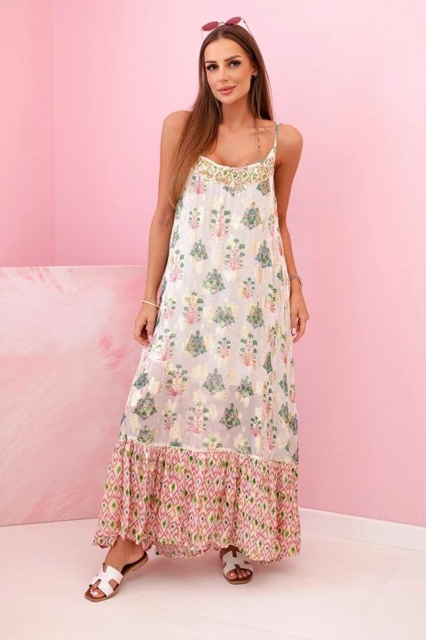 Sukienka damska na ramiączkach z lekkiej wiskozy różowa