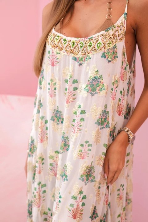 Sukienka damska na ramiączkach z lekkiej wiskozy różowa