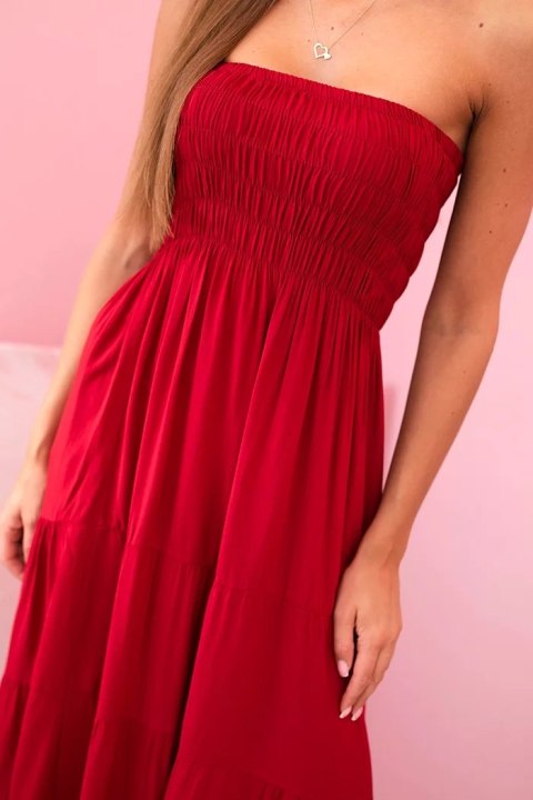 Sukienka damska wiskozowa z elastyczną górą bordowa