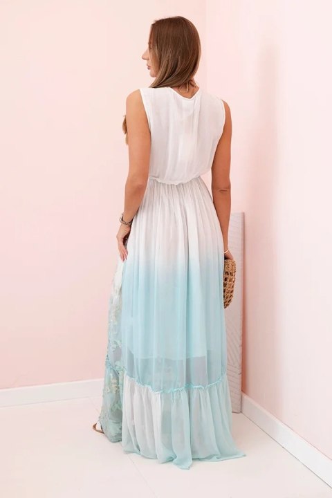 Sukienka damska z wiskozy z haftem miętowa