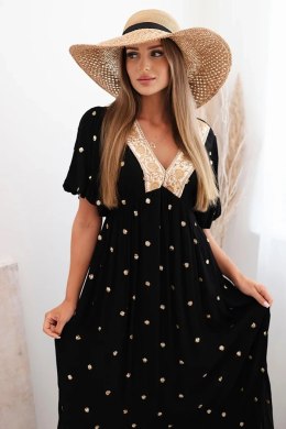 Sukienka damska z wiskozy z wiązaniem na plecach czarna