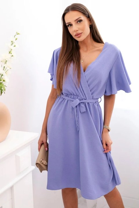 Sukienka z przekładanym dekoltem fioletowa