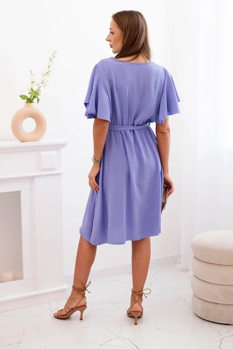 Sukienka z przekładanym dekoltem fioletowa