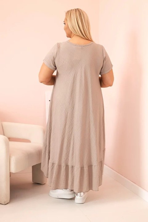 Sukienka damska plus size z krótkim rękawem i falbaną z lekkiej wiskozy fango