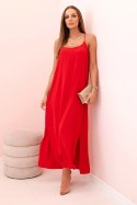 Sukienka długa na ramiączka czerwona