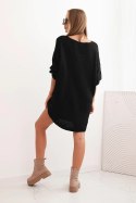 Sukienka damska Plus Size wełniana z dekoltem V czarna