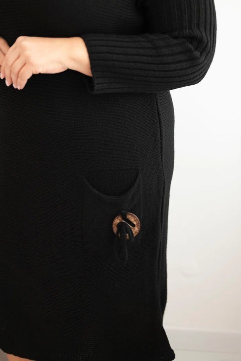 Sukienka swetrowa damska Plus Size z moherem oversize z kieszenią czarna