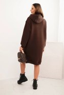 Sukienka damska bawełniana z kapturem ocieplana brązowa