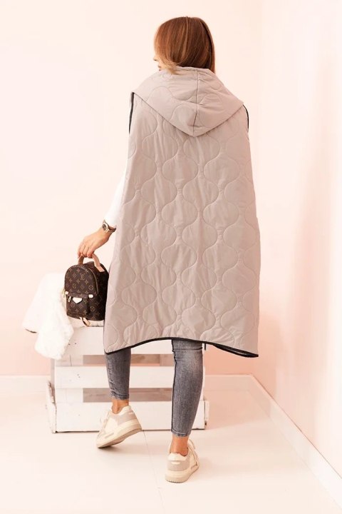 Kamizelka damska pikowana Plus Size z kapturem zapinana na zamek fango