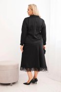Komplet damska Plus Size z satynowym połyskiem i koronką czarny