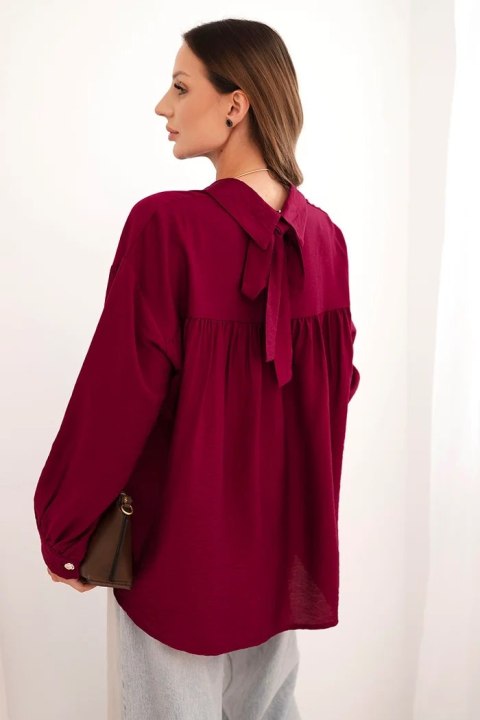 Koszula damska elegancka z wiskozy z ozdobnymi guzikami śliwkowa