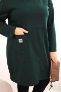 Sukienka damska Plus Size masełko z kieszenią i rękawem 3/4 ciemno zielona