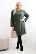 Sukienka damska Plus Size masełko z kieszenią i rękawem 3/4 khaki