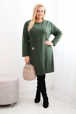 Sukienka damska Plus Size masełko z kieszenią i rękawem 3/4 khaki