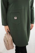Sukienka damska Plus Size masełko z kieszenią i rękawem 3/4 khaki