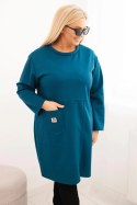 Sukienka damska Plus Size masełko z kieszenią i rękawem 3/4 morska