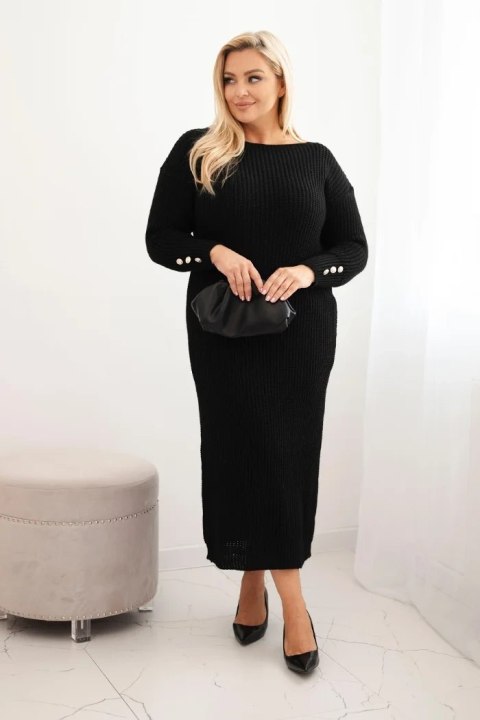 Sukienka swetrowa damska Plus Size z moherem czarna