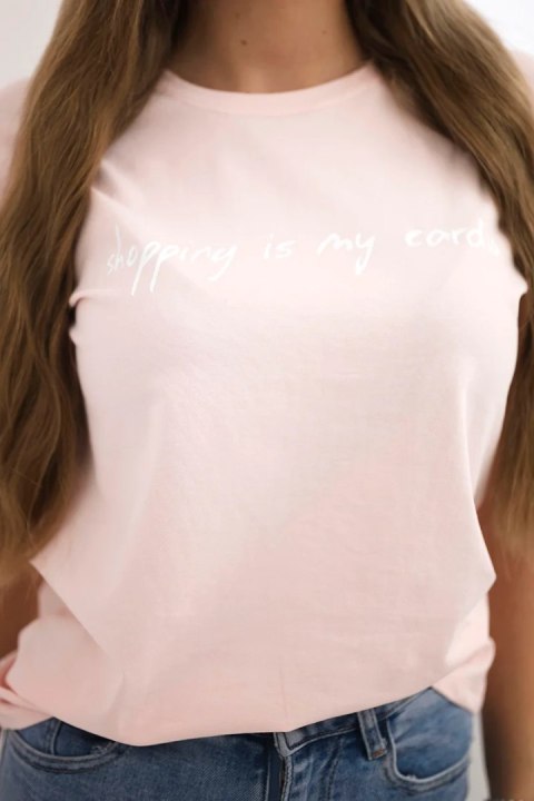 Bluzka Shopping is my cardio pudrowy róż