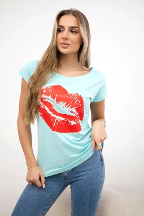 Bluzka z nadrukiem ust miętowa