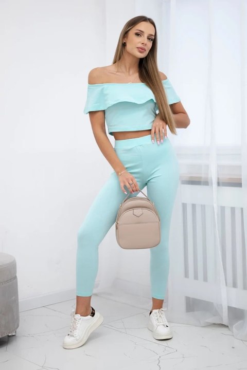 Komplet z falbanką miętowy