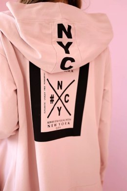 Narzutka z kapturem oversize ciemny pudrowy róż