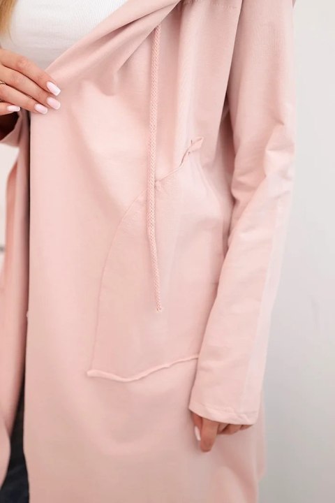 Narzutka z luźnym kapturem ciemny pudrowy róż