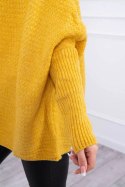Sweter z kapturem i rękawami typu nietoperz musztardowy